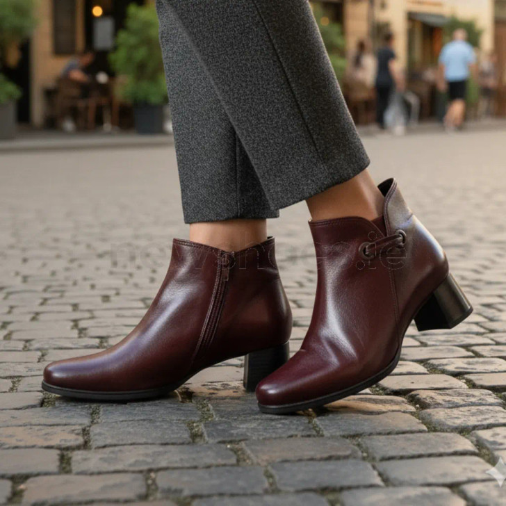 Gabor 72.827.68 Wine Block Heel Ankle Boot