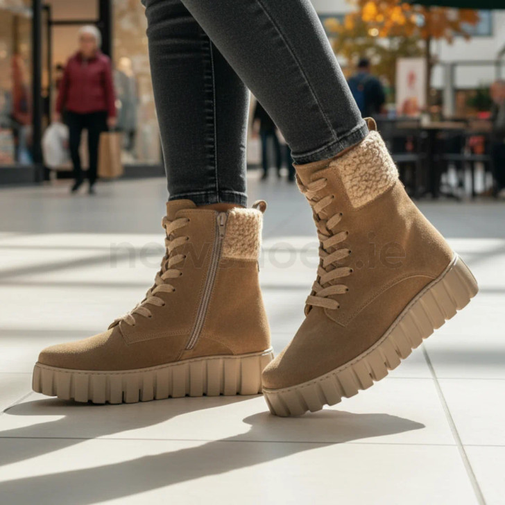 Gabor 76.786.35 Sand Comfort Fit Platform Boot | newshoes.ie