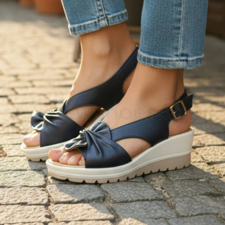 IMAC 108290 26741/009 Navy Metallic Leather Wedge Sandal | IMAC