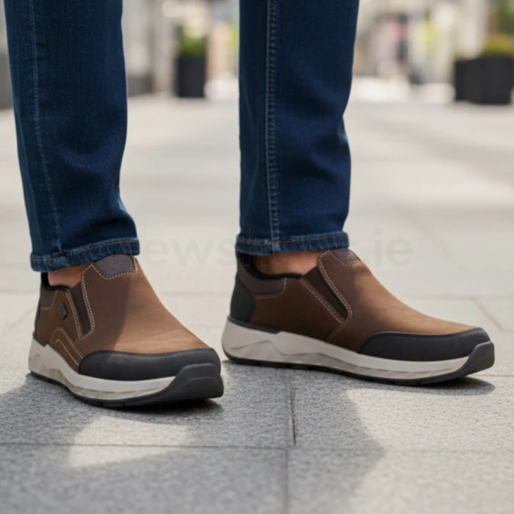 Rieker 11551-22 Dark Tan Water-Repellent Wide Fit Slip On Shoe