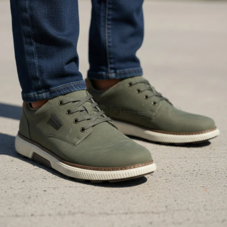 Rieker B3317-54 Olive Water-Repellent Wide Fit Casual Shoe