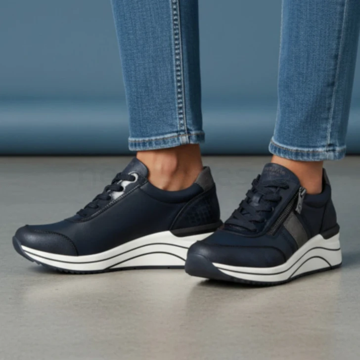 Remonte D0T09-14 Navy Blue Metallic Wide Fit Casual Shoe