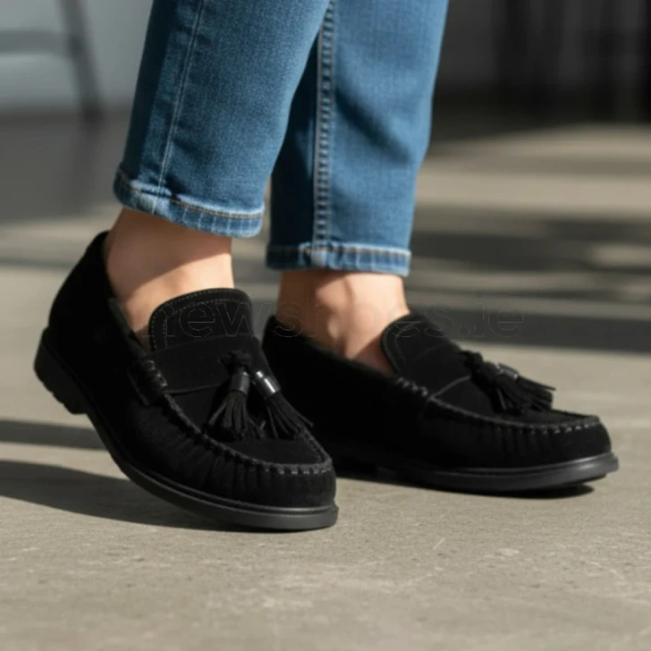 Gabor 4009.02.001 Black Suede Leather Block Heel Loafer