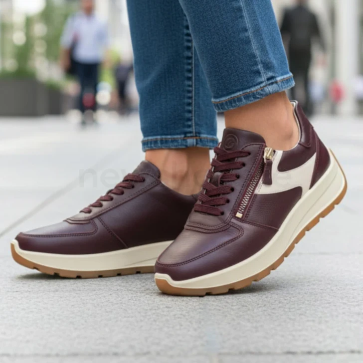 Ara New York 12-25112-18 (H Fitting) Burgundy Cream Wide Fit Sneaker