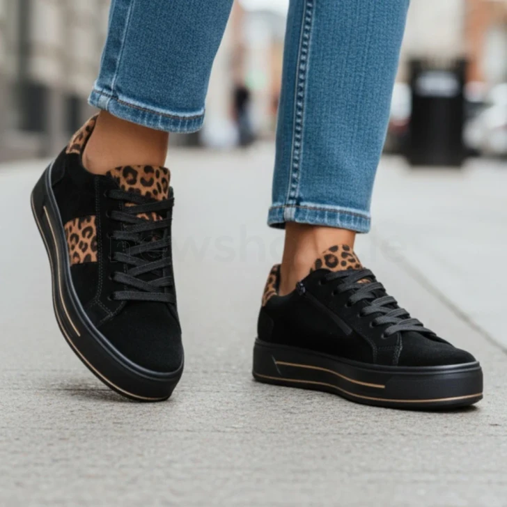 Ara Canberra 3.0 12-23004-01 (H Fitting) Black Leopard Women's Sneaker