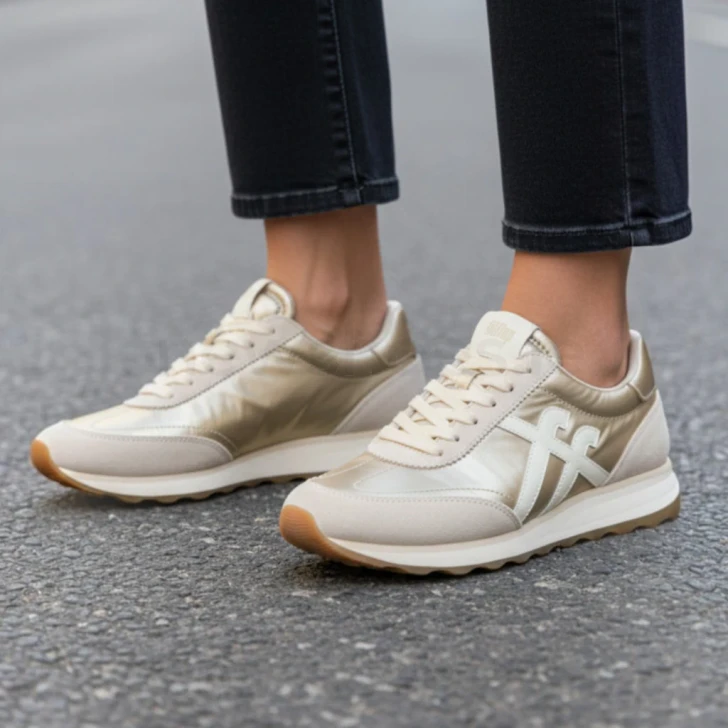 Fitflop RETRO-Q A5Q-675 Gold Metallic Sneakers