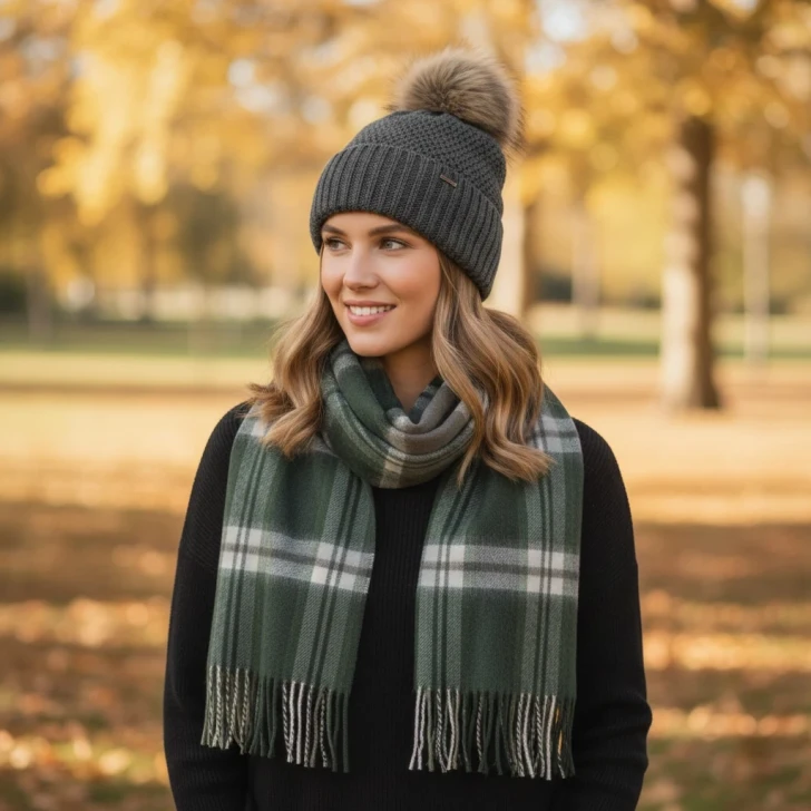 Dubarry Newbawn Hat & Scarf Gift Set - Dusky Green 9578-49