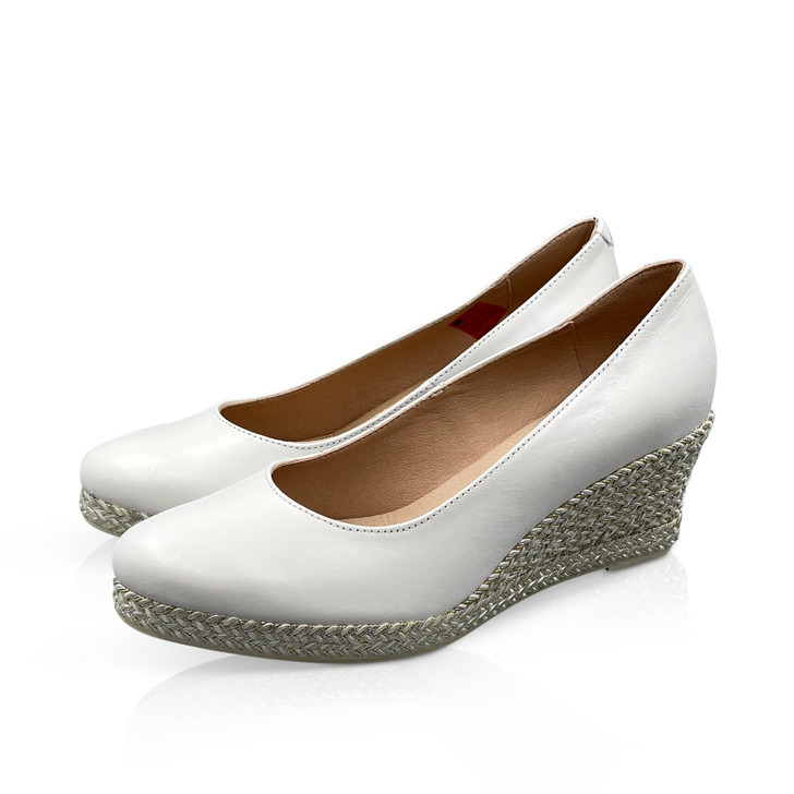 Jose Saenz 6019-L White Leather Wedge Shoe