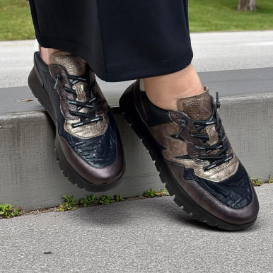 Wonders Odisei A-2491 Black Metallic Sneaker | Wonders Ireland