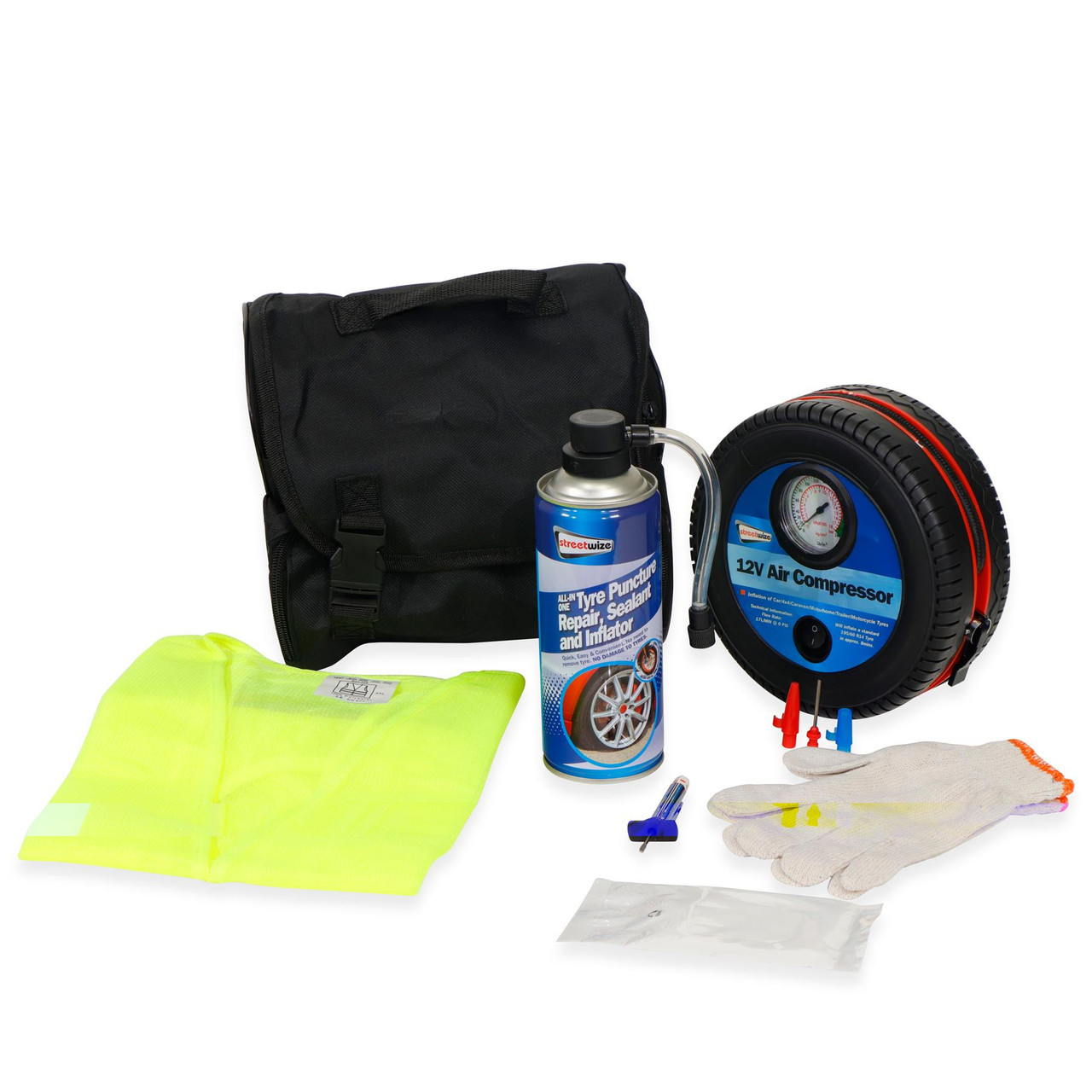 Streetwize Emergency Tyre Puncture Breakdown Repair Kit With Air Compressor Tyre Sealant~5026637682599 05c Mp