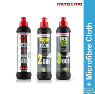 Caraquip.co.uk Menzerna 250ml Pro 3 Pack 400, 2500, 3800 + Cloth MEN-250-KIT34