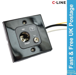 C-Line Black TV & 12 Volt Socket Prewired