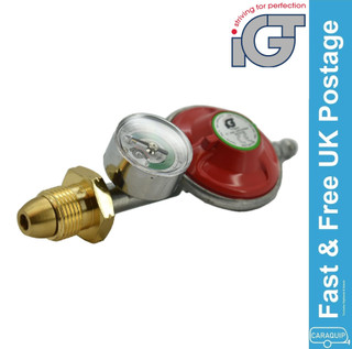 Gas Propane Regulator c/w Gauge - RED