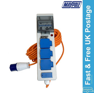 Maypole Campsite 5 Way Mobile Mains Power Hookup Extension Lead USB RCD Unit - MP3766