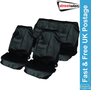 Streetwize Heavy Duty Car Waterproof Front & Rear Seat Protector Covers - Black