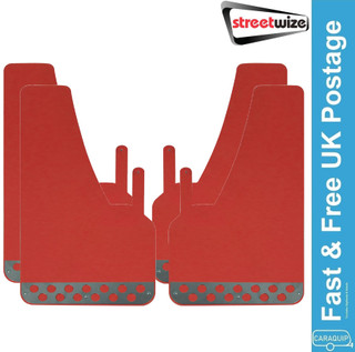 2 x Performance Sports Race Rally Style Splash Protection Mudflap Mud Flaps Red