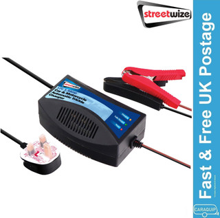 Streetwize 12v Battery Trickle Charger for Gel Acid Batteries c/w Croc Clips