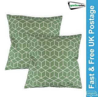 Outdoor Garden Patio Pair Of Scatter Cushions - Green Cube