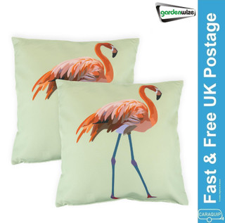 Gardenwize Outdoor Pair of Solo Flamingo Scatter Cushions