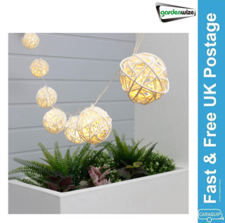 2m Solar Wicker Ball LED String Lights