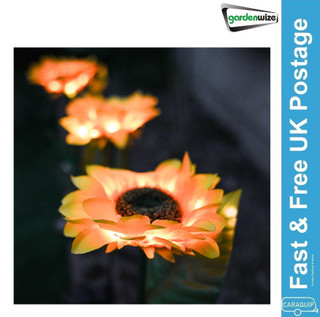 Gardenwize Pack of 4 Solar Powered Sunflower Stake Light