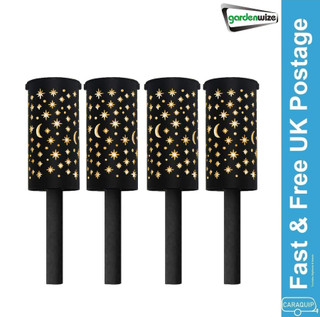 Gardenwize Pack of 4 Solar Stake Light moon & stars