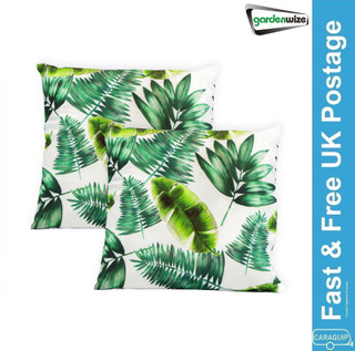 Gardenwize Botanical Green Palms Pattern Pair Of Scatter Cushions