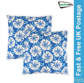 Gardenwize Blue Hawaiian Pattern Pair Of Scatter Cushions