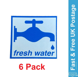 6 x Fresh Water Label Self Adhesive Sticker Caravan Motorhome VW Campervan
