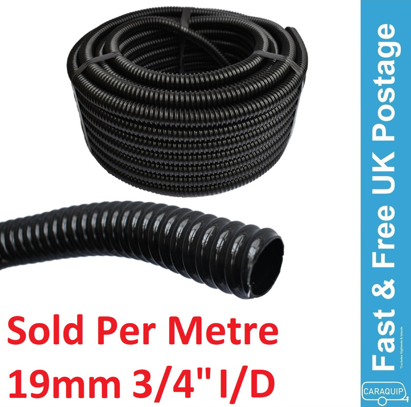 Black 19mm 3/4" Id Convuluted Hose