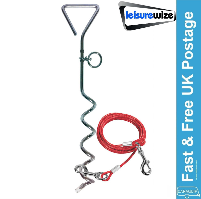 Leisurewize Dog Ground Anchor with Tether Camping Caravan Motorhome LWACC493