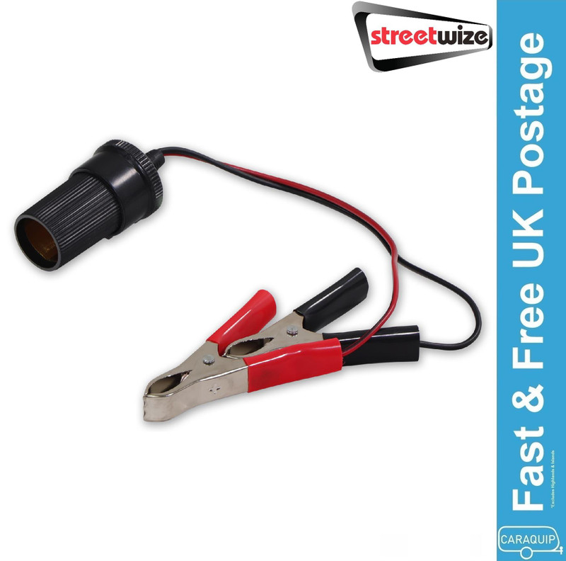 Streetwize 12v Auxiliary Cigarette Lighter Socket c/w Crocodile Clips