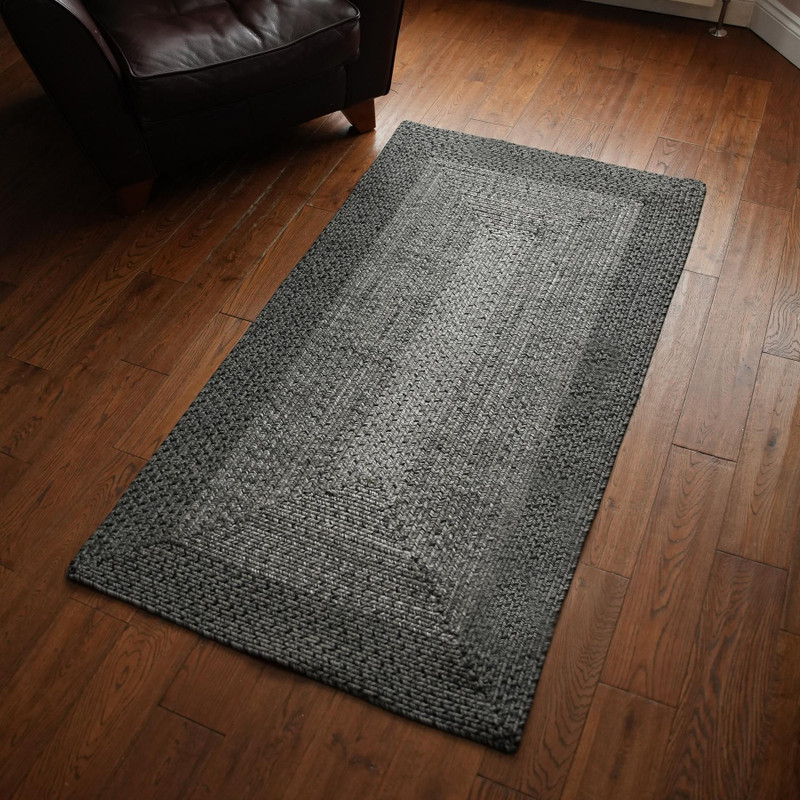 Faux Jute Outdoor Rug 80cm x 150cm Dark Grey Caraquip