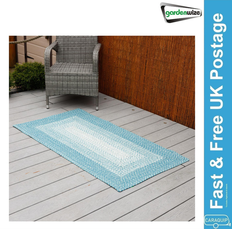 Gardenwize Outdoor Ocean Blue Jute Effect Rug 80x150cm