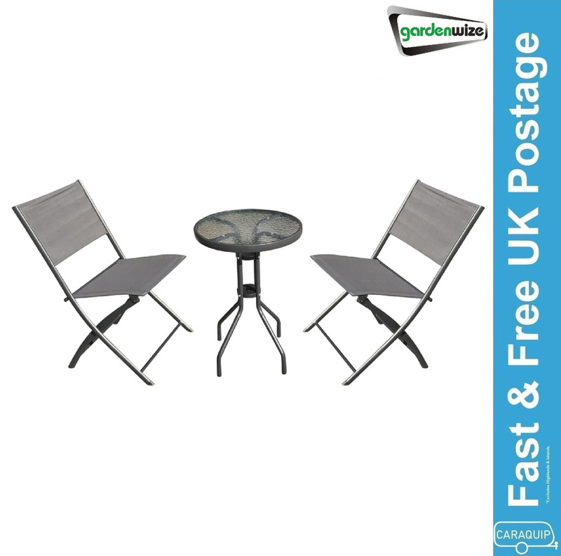 Gardenwize 3 Piece Grey Folding Bistro Set