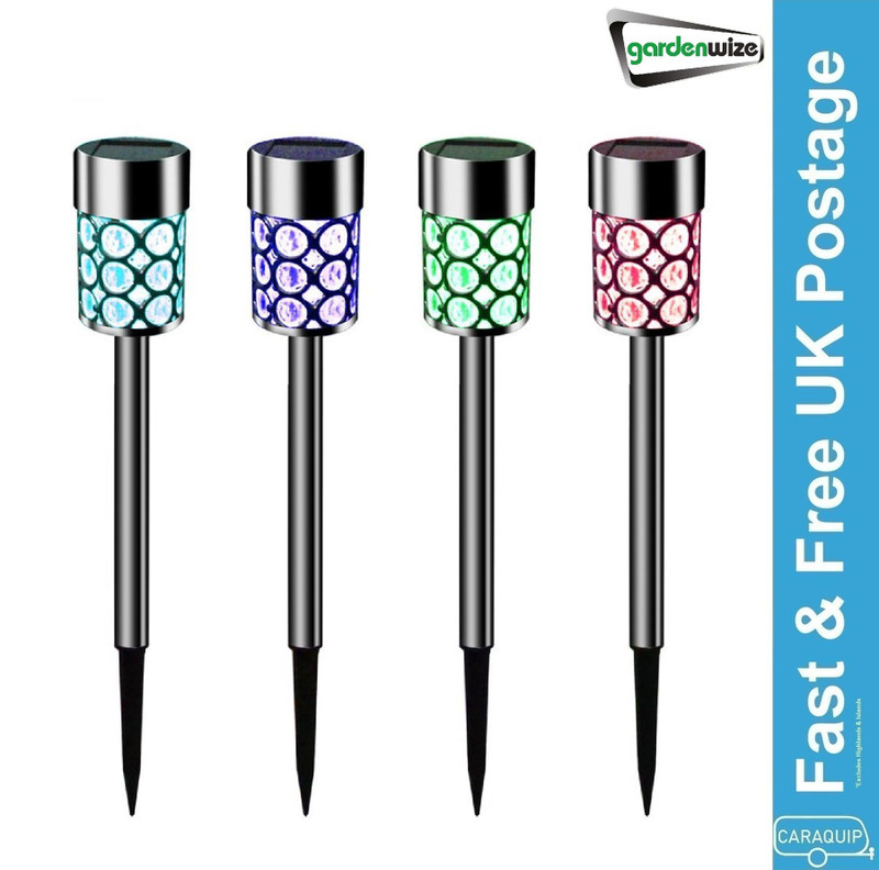 Gardenwize Pack Of 4 Solar Crystal Stake Lights