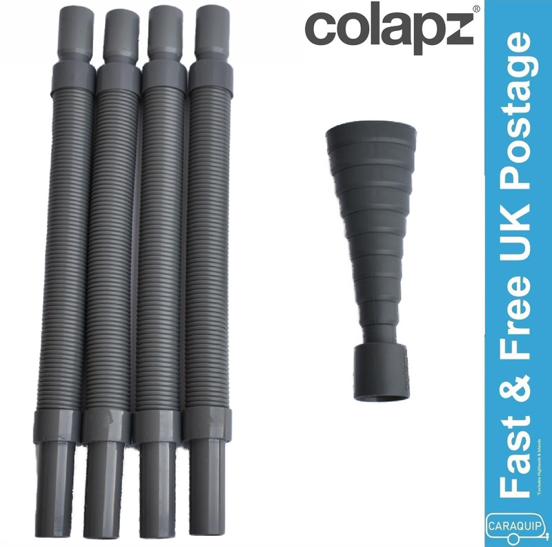 Colapz Flexi Extendable Waste Pipe 28mm Caravan Motorhome + Motorhome Adaptor