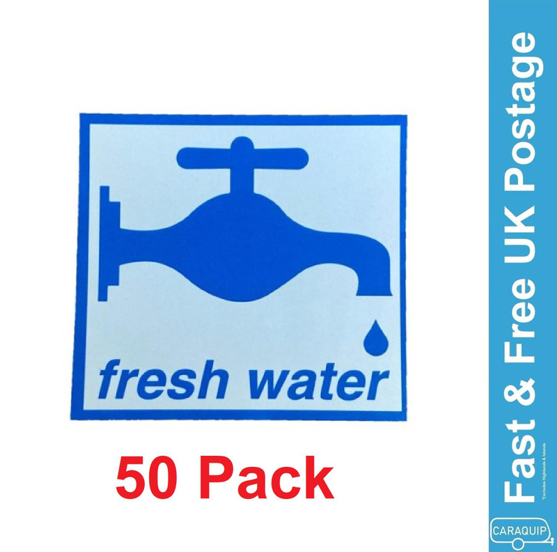 50 x Fresh Water Label Self Adhesive Sticker Caravan Motorhome VW Campervan