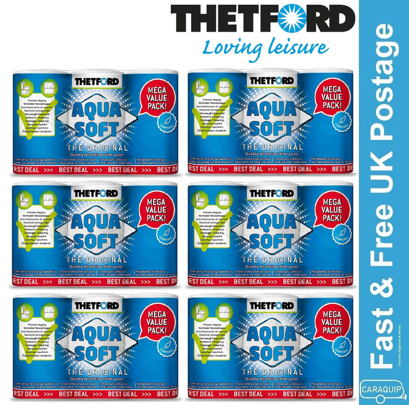 Thetford Aqua Soft Chemical Toilet Paper Tissue 36 Roll Mega Pack Cassette Potti