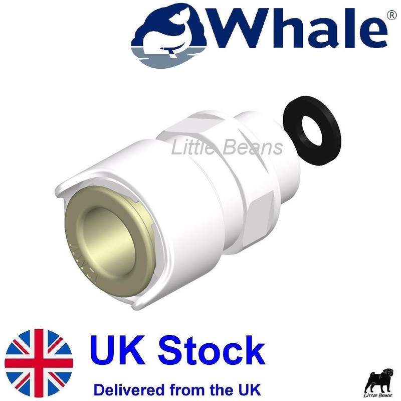 WHALE Push Speed Fit Water Pipe Fitting Connector Adaptor Male 3/8" BSP 12mm