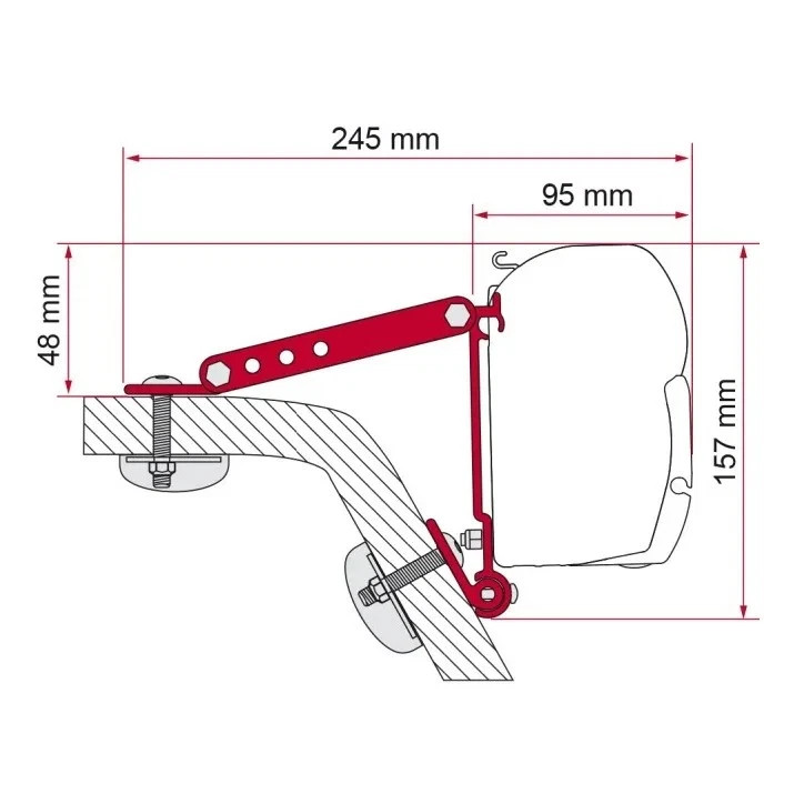 Fiamma Motorhome F45 Adapter Kit Wall Mount 3x8 Roof Awning Brackets - 98655-318