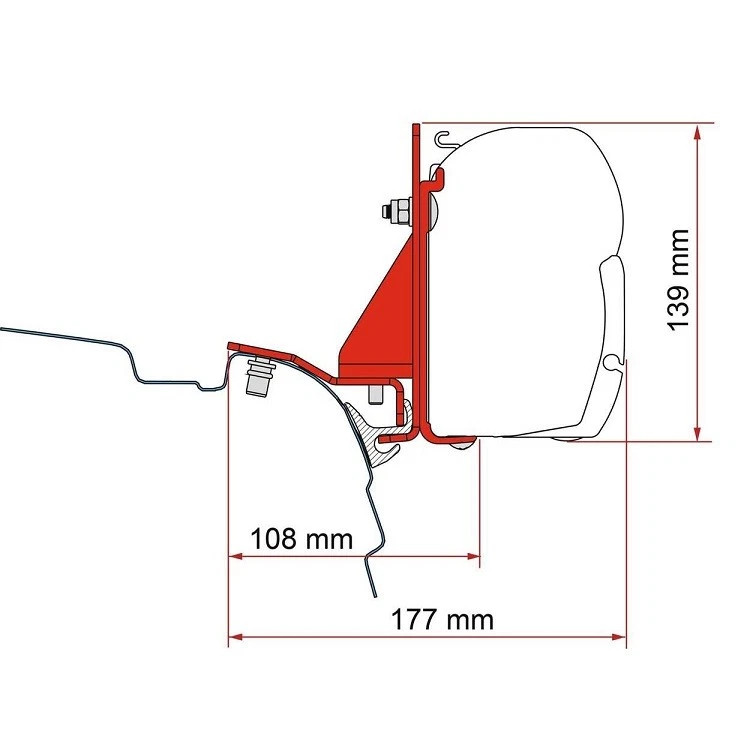 Fiamma Motorhome F45 Adapter For VW T5/T6 With Reimo Multirail - 98655Z156