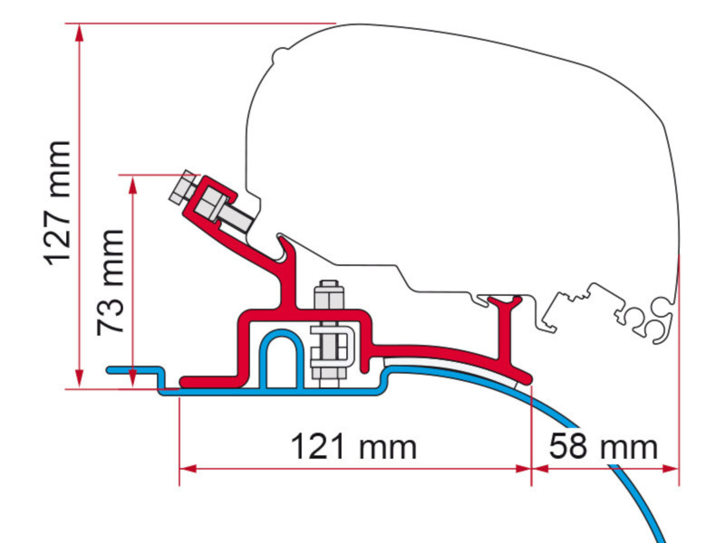 Fiamma Motorhome F80/F65 Awning Adapter Kit For Fiat Ducato <06/2006 - 98655-373