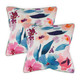 Gardenwize Pair of Abstract Flower Scatter Cushions With Trimming