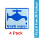 4 x Fresh Water Label Self Adhesive Sticker Caravan Motorhome VW Campervan