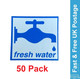50 x Fresh Water Label Self Adhesive Sticker Caravan Motorhome VW Campervan