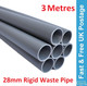 3 x Metre Caravan 28mm Rigid Push Fit Waste Water Grey Pipe Motorhome Campervan