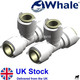 WHALE Push Speed Fit Water Pipe Fitting Connector 12mm Equal Tee WU1202 x 2