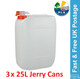 25 Litre Jerry Can Water Storage Petrol Diesel Fuel Container Spout Camping x 3