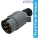 Caravan Towing Plug Socket 7 Pin 12 S Type Grey Plug Connector Towbar Socket